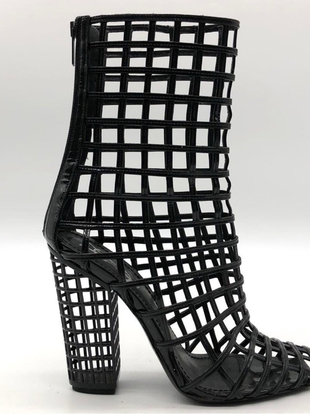 Yves Saint Laurent SS 2009 Black Caged Peep-Toe High Heel Boots - Women - Picture 4 of 10